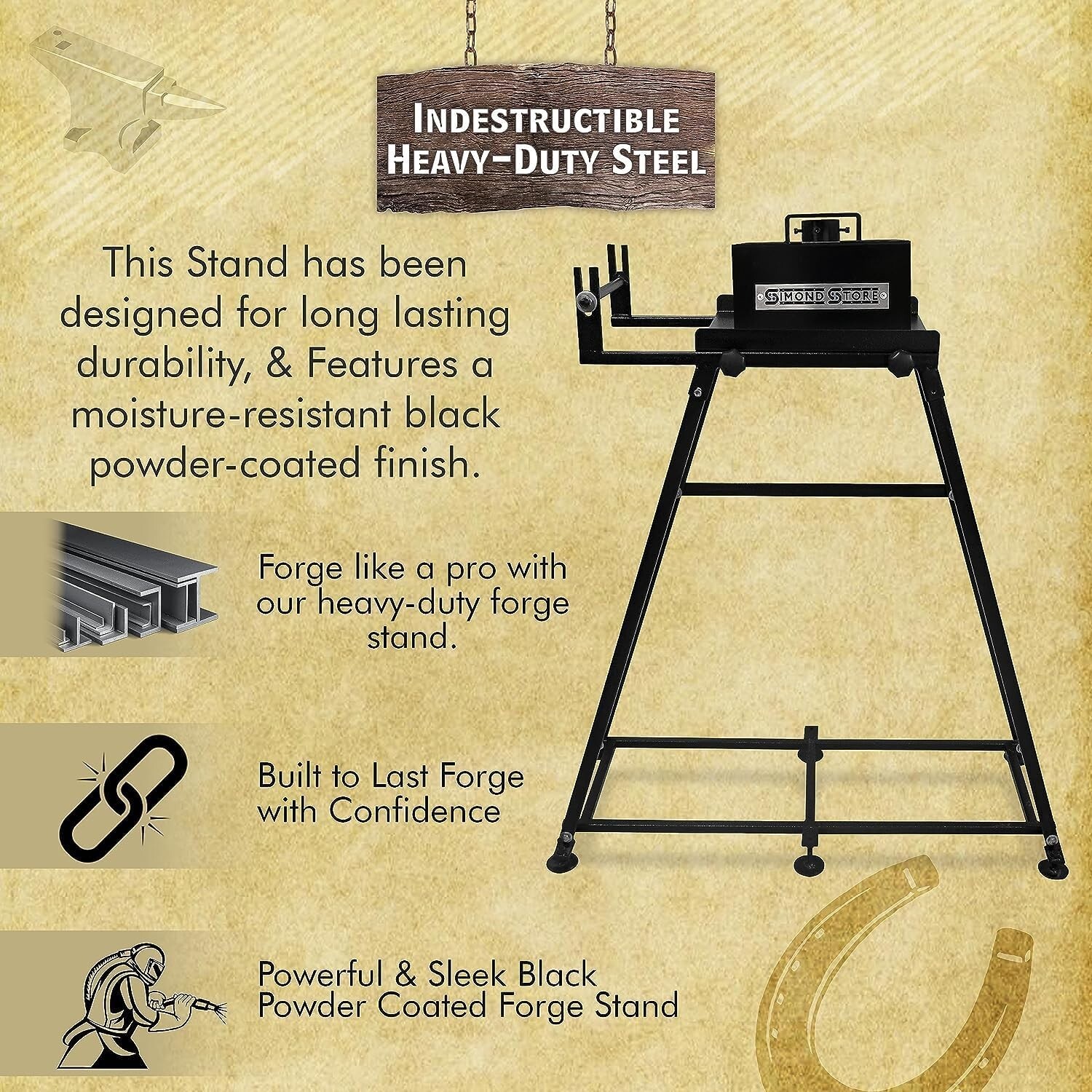 Simond Store blacksmith forge kit Stand compatible with all single burner forge