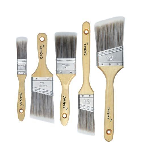 Paint Brushes Set, 5 Pcs Flat and Angle Paintbrushes for Wall and Trim,