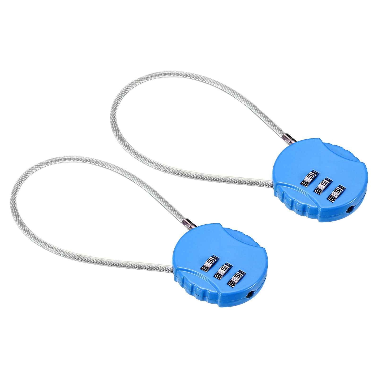 Small Combination Lock 7.8 Inch, 2 Pack 3 Digit Padlock for Locker, Bright Blue
