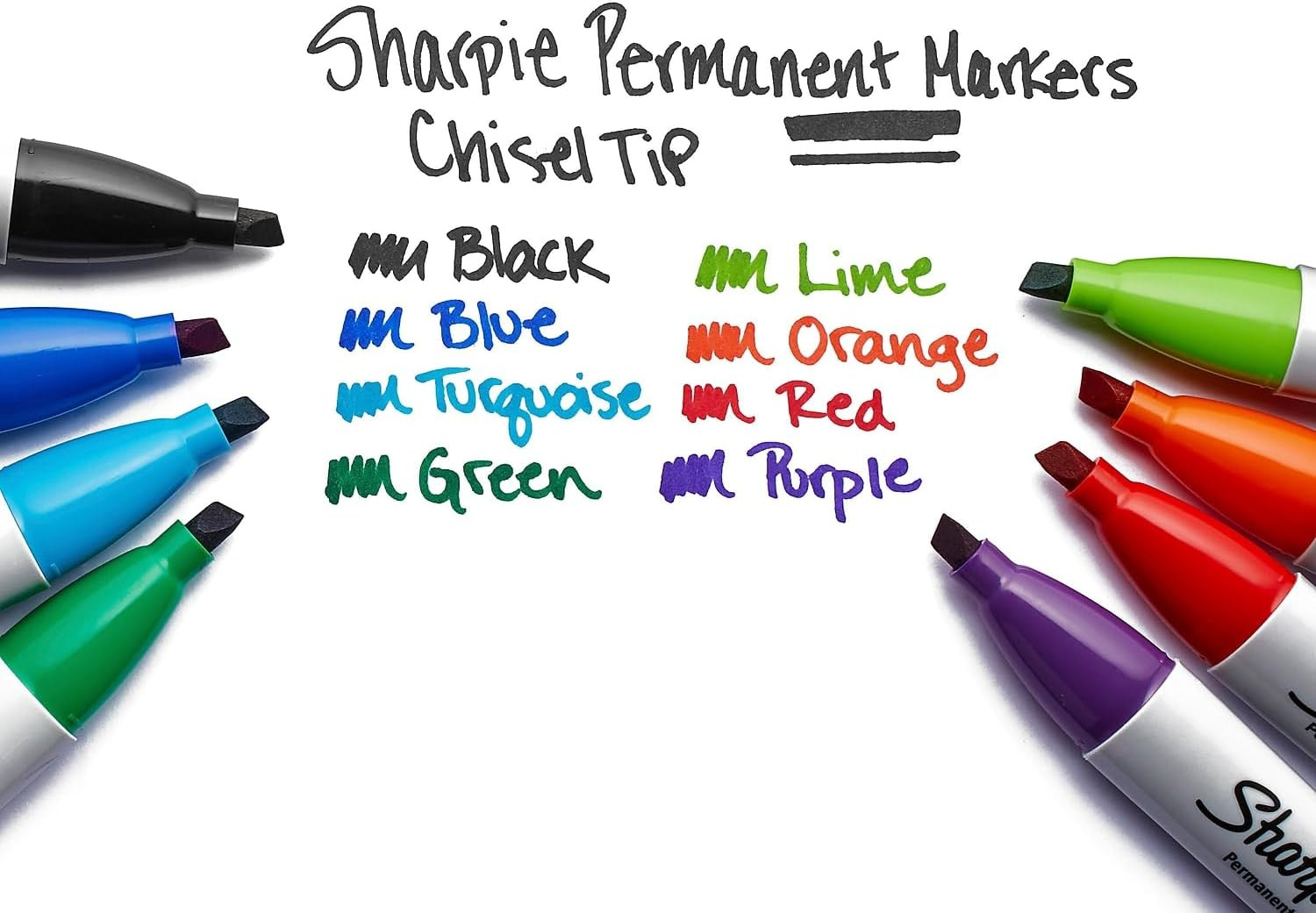 Permanent Markers Chisel Tip Black 4 Count