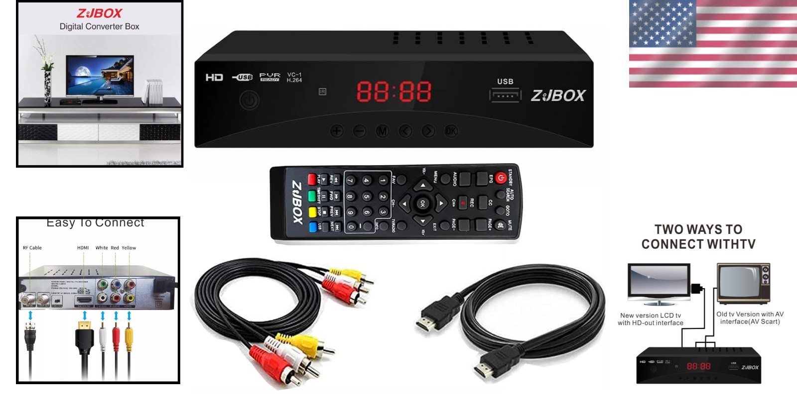 Multi-Function ATSC Digital TV Converter - Compact 1080P Playback & Recording