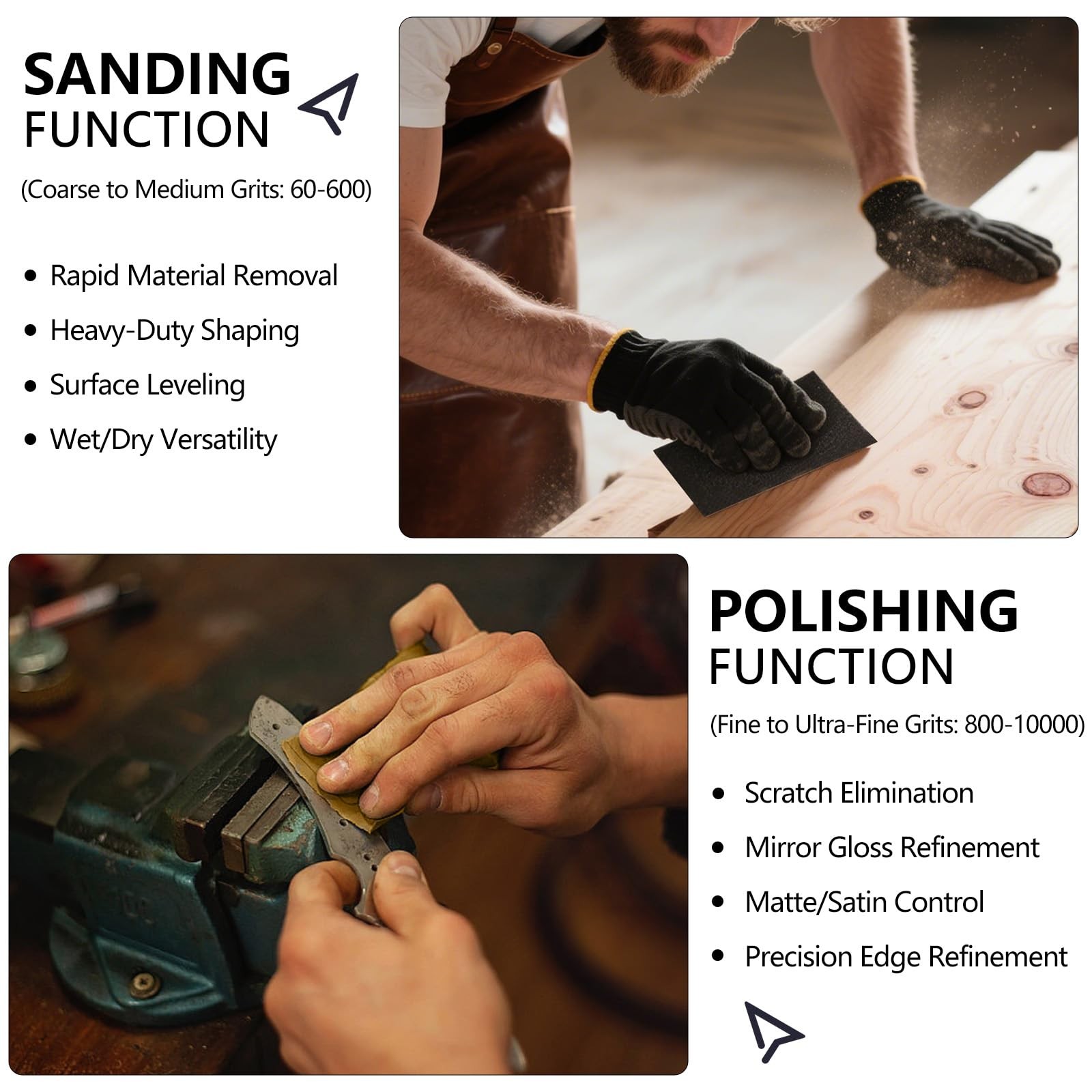 Shineboc 7000 Grit Sandpaper, 9 x 11 Inch Wet Dry Sand Paper Hand Abrasive Sa...