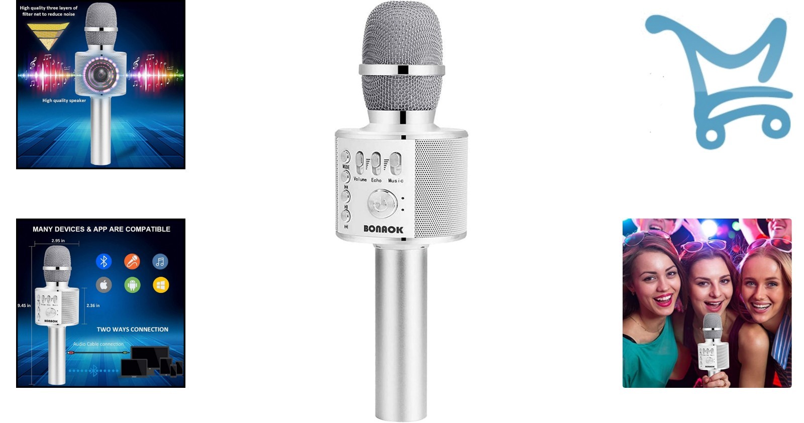 Wireless Bluetooth Karaoke Microphone Portable Handheld Speaker for Kids Adul...