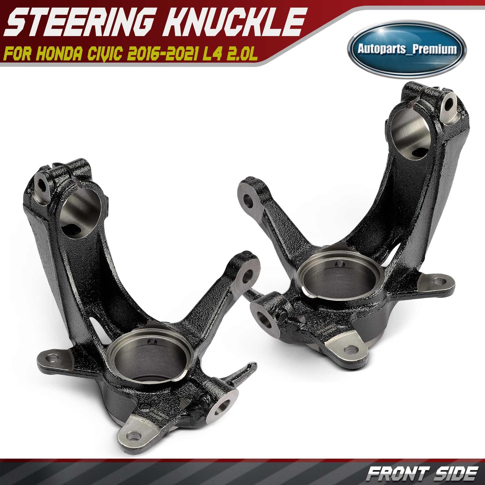 Pair Front Side Steering Knuckle for Honda Civic 2016-2021 L4 2.0L Sedan Coupe