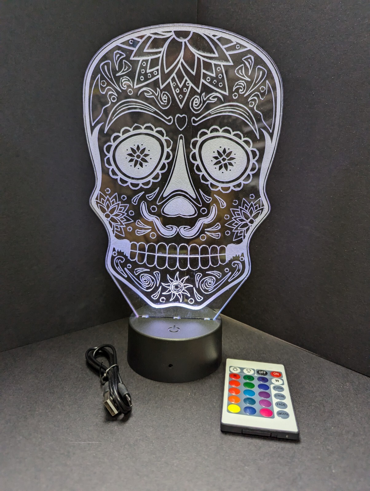 Day Of The Dead Skull  L.E.D. Large light display