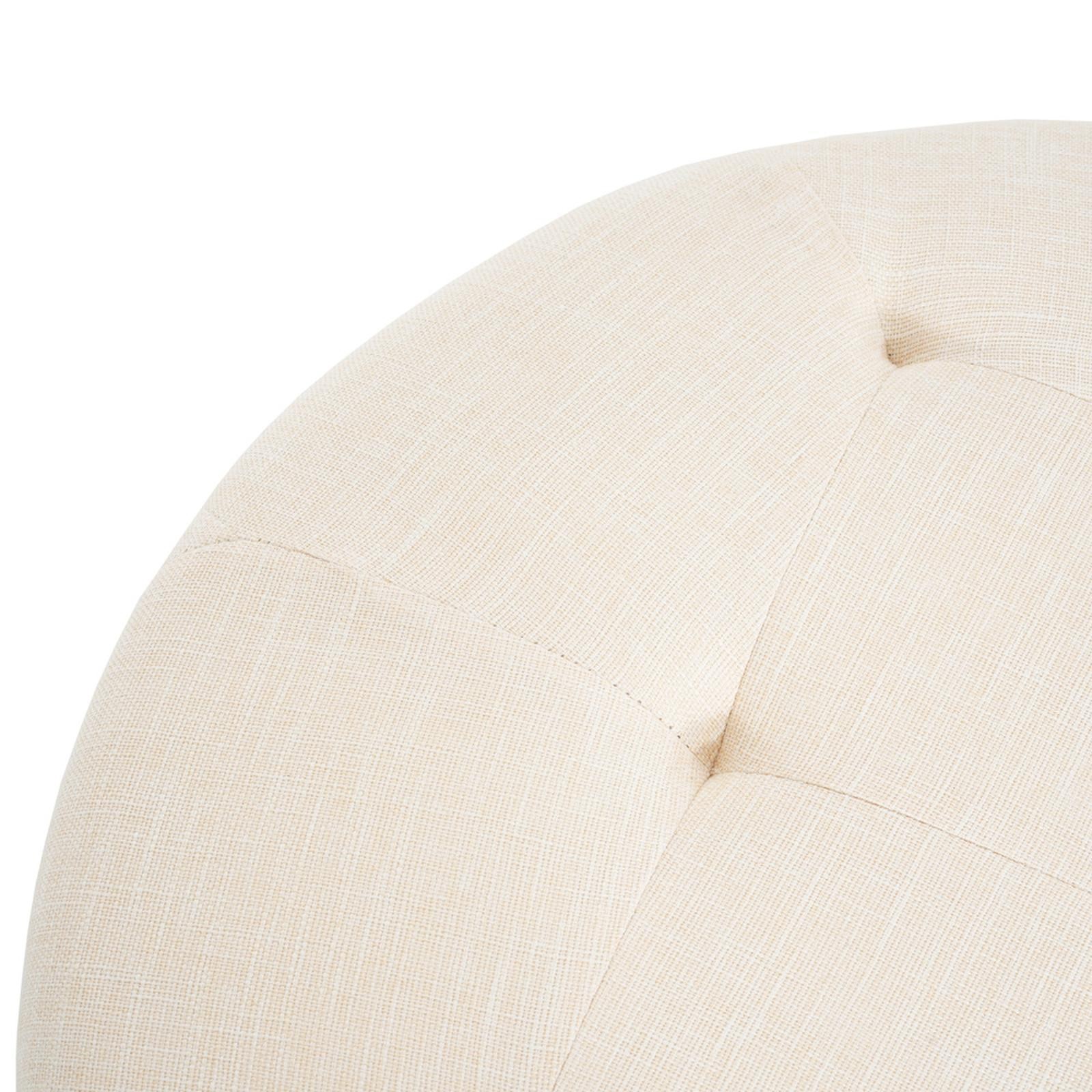 Round Ottoman with Linen Upholstery High Density Sponge Cushioned Seat Modern