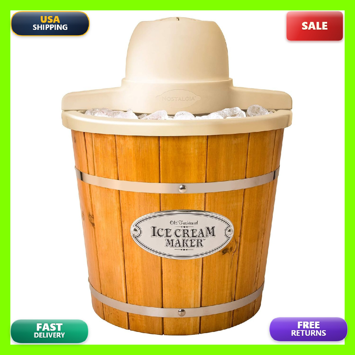 Nostalgia Electric Ice - Old Fashioned Soft Serve Ice Machine Makes