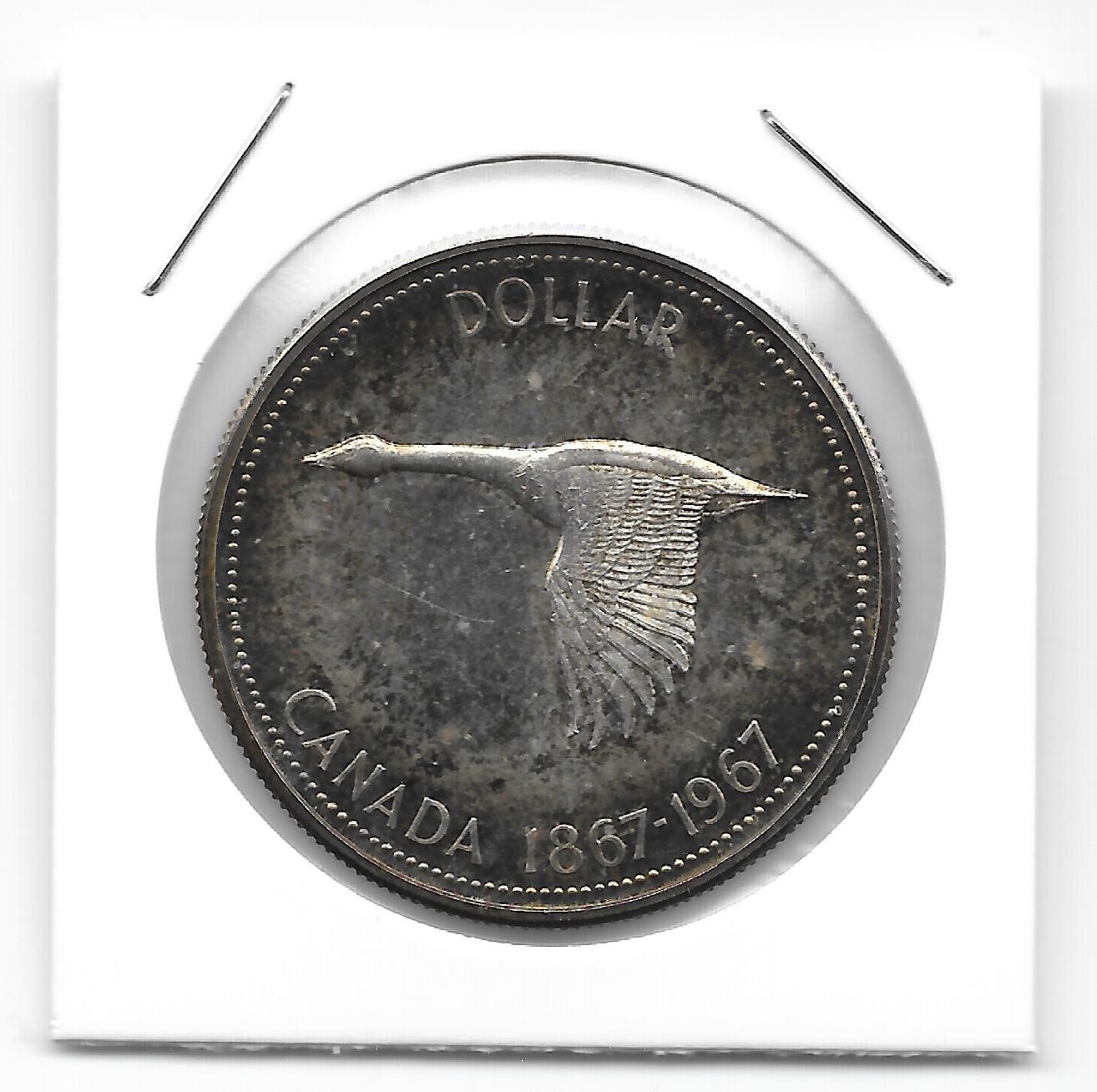 1967 CANADIAN SILVER DOLLAR BEAUTIFUL TONING (VERY NICE)