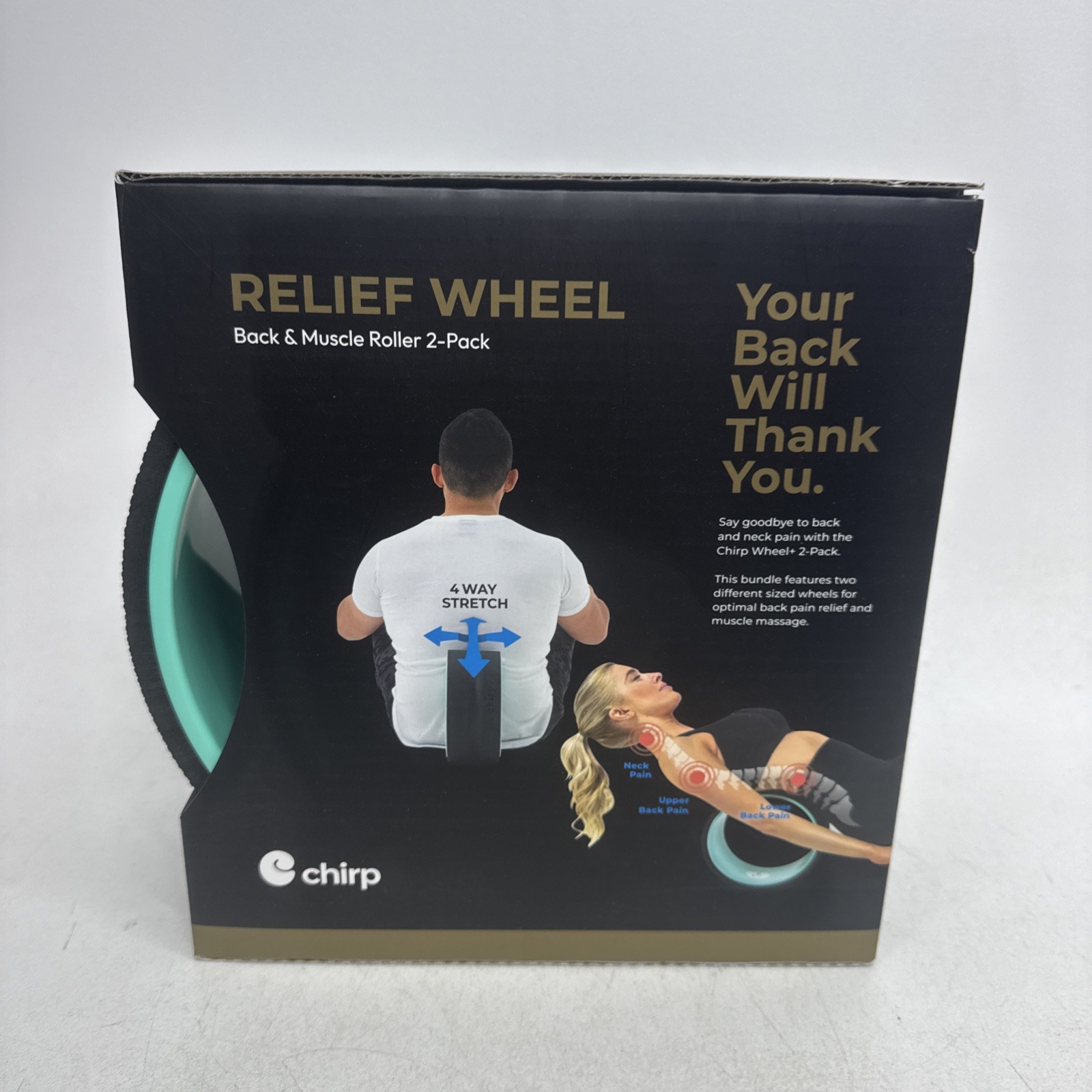 Chirp RELIEF WHEEL Back & Muscles Roller 10” Gentle & 6” Deep Tissue Back Crack