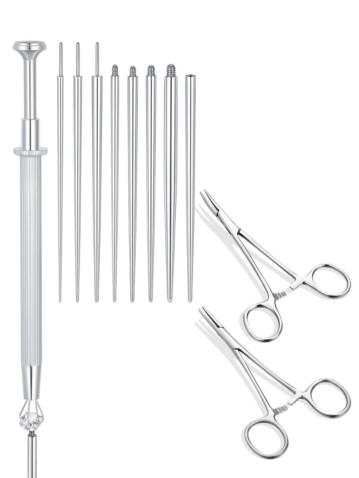 Piercing Taper Pliers Grabber Tool for Changing Jewelry, Curved and Straight ...