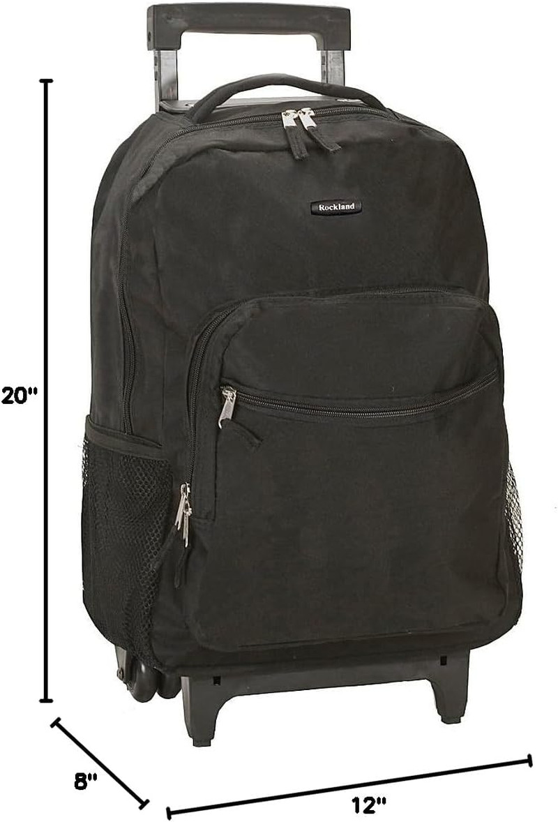 Double Handle 17" Rolling Backpack, Black