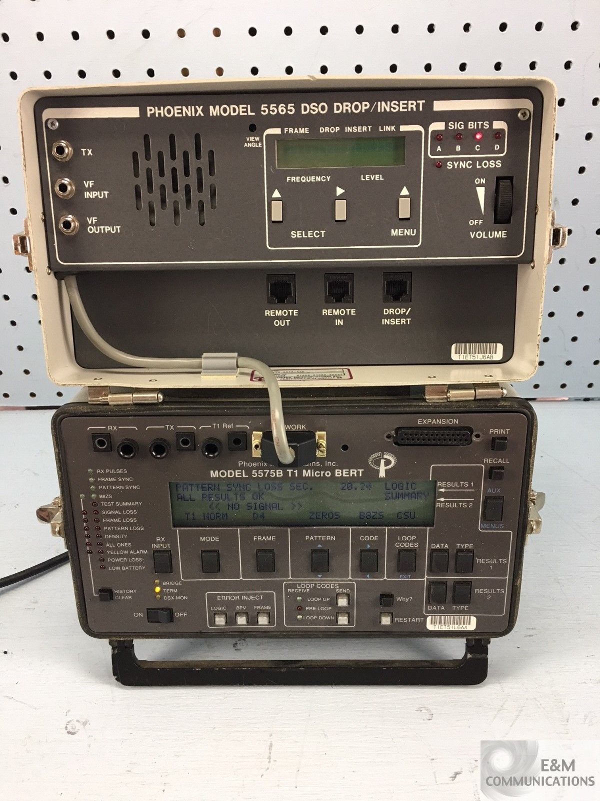 5575B PHOENIX MICROSYSTEMS T1 MICRO BERT W/ 5565 DSO DROP/INSERT INOPERATIVE