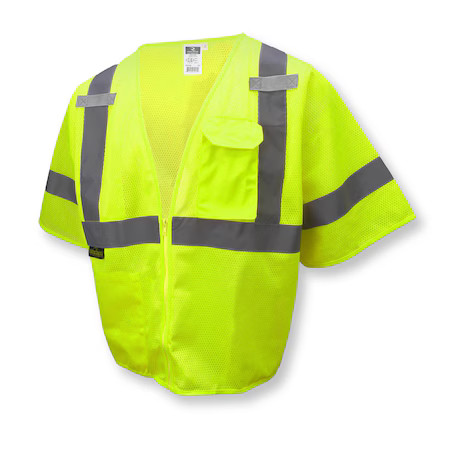 RADIANS SV3ZGM-L/XL Hi-Vis Economy Safety Vest Xl Class 3 , Zipper