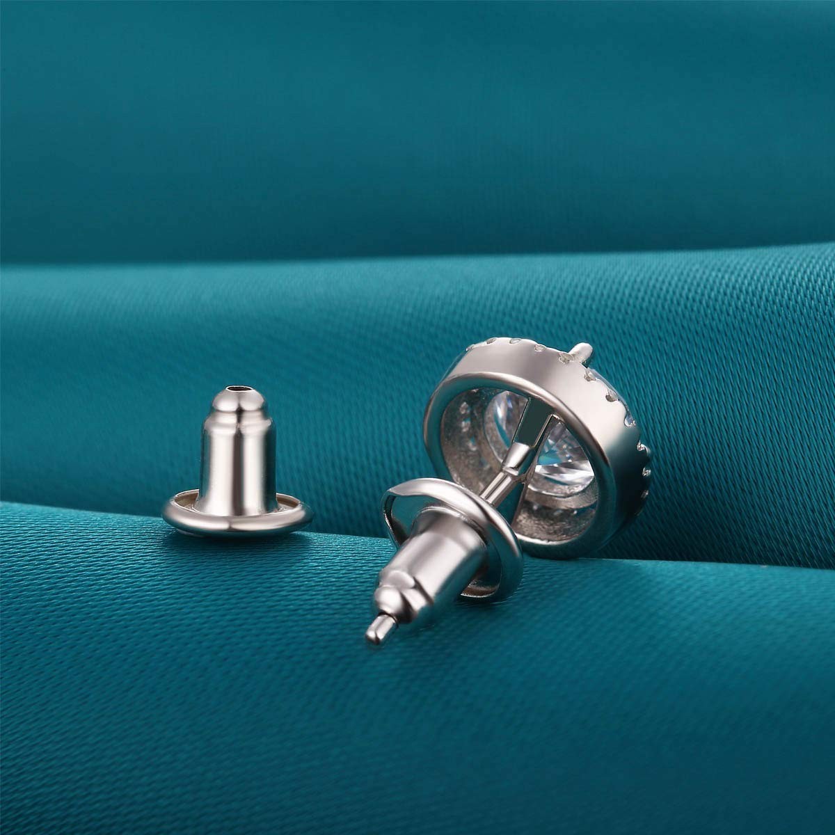 Locking Earring Backs for Studs,14k Plated White Gold Earrings Back for Studs...