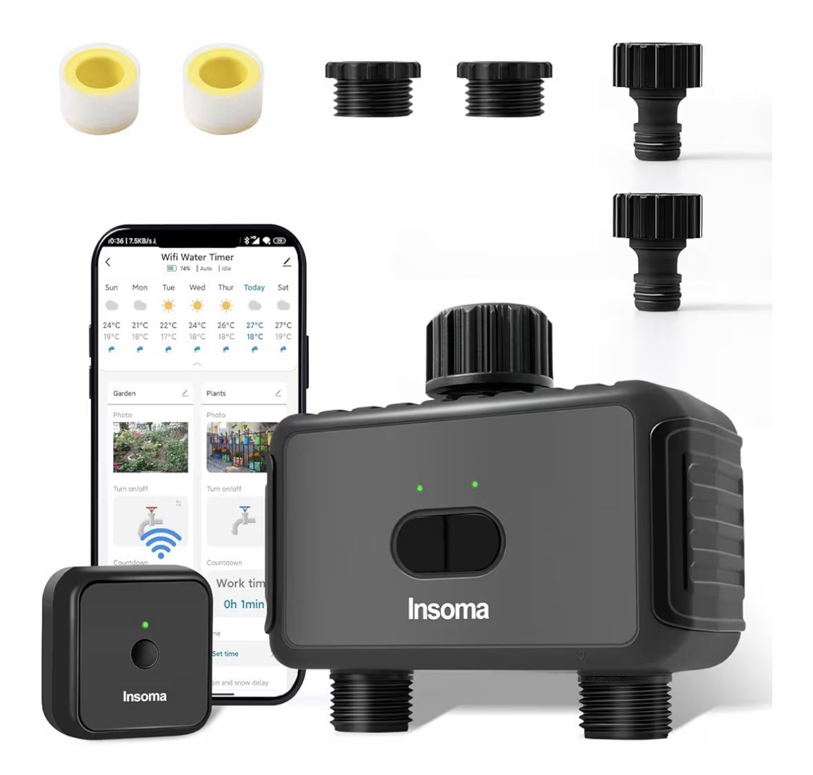 Automatic Water Timer with Gateway Dual Hose Irrigation Watering System Remote