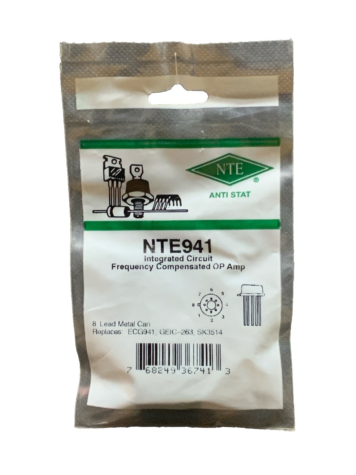 NTE941 IC Frequency Compensated OP Amp 8 Lead Metal Can ECG941 GEIC-263 SK3514
