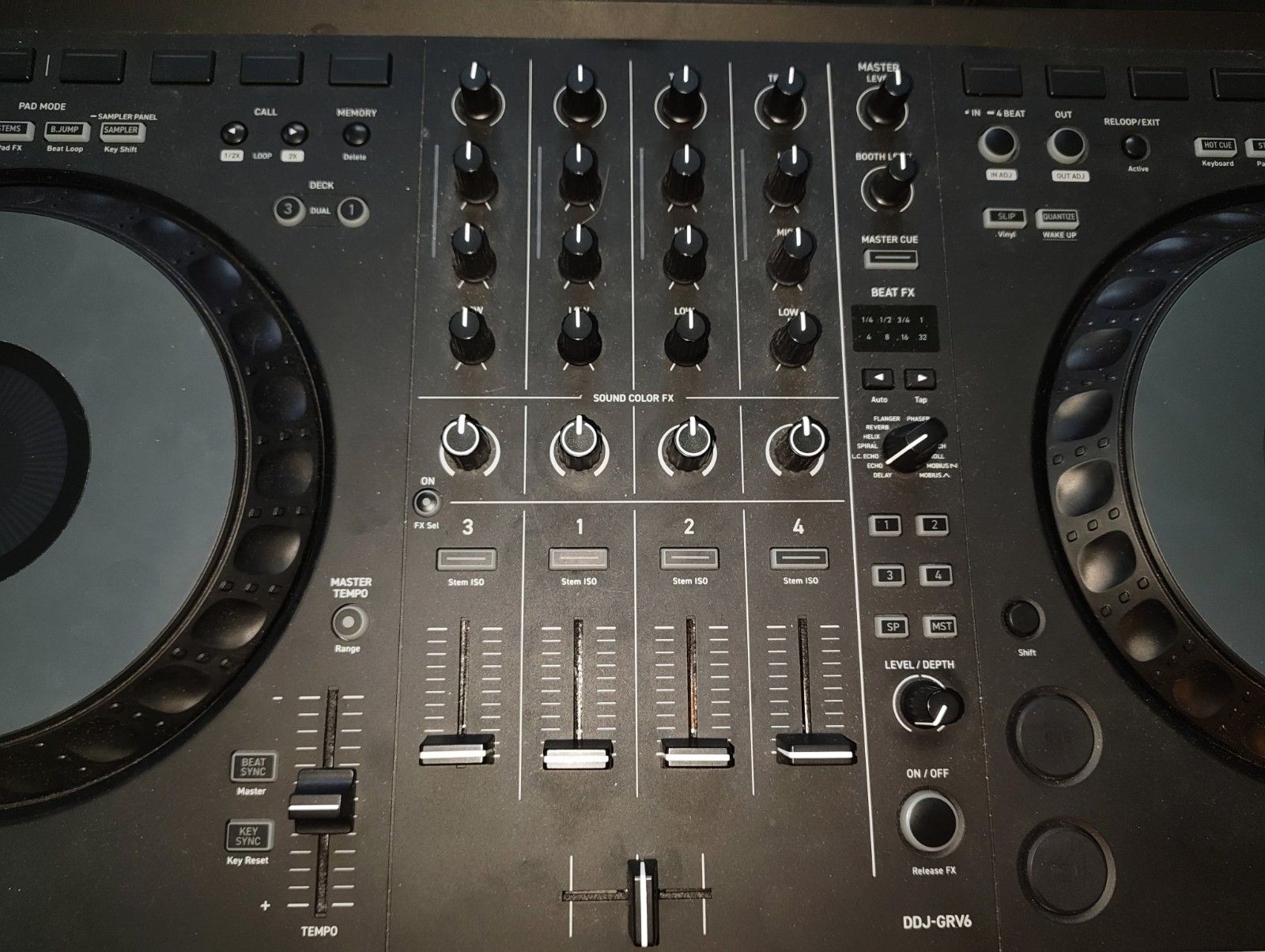 AlphaTheta DDJ-GRV6 2-Deck 4-Channel DJ Controller w/ Mixer, Beat FX, Black