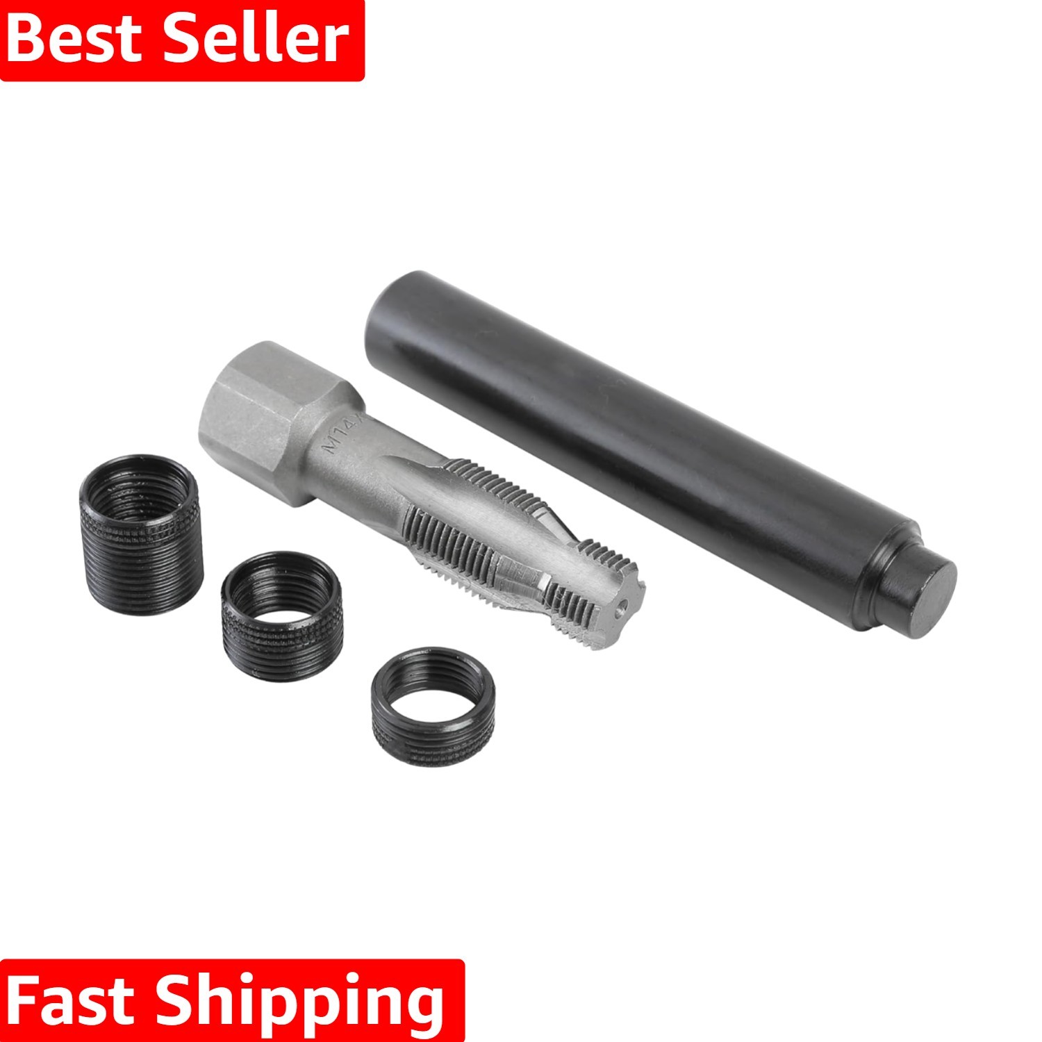 25647 5-Piece Spark Plug Saver, M14-1.25 Thread Reamer and Thread Inserts, In...