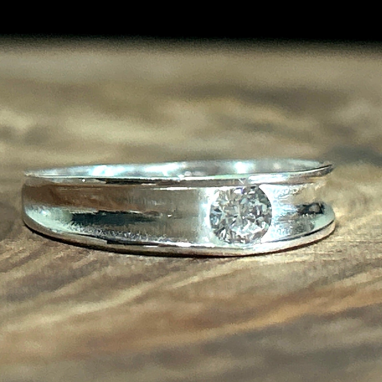 925 Silver and CZ Butterfly Inset Ring SZ 6 Sterling Cubic Zirconia Diamond