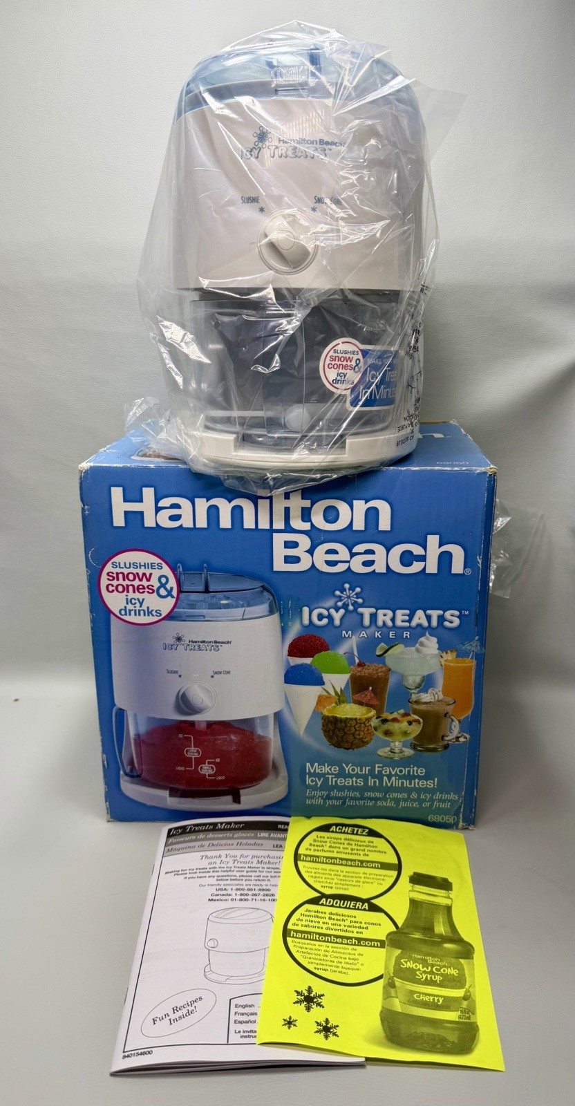 Hamilton Beach Icy Treats Ice Shaver Snow Cone Slush Maker White Brand New