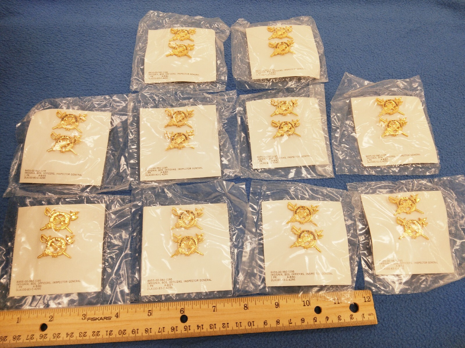 LOT OF 10 PAIRS OF - US Army OFFICERS INSPECTOR GENERAL PINS - 8/83 NEW L.I.G.I.