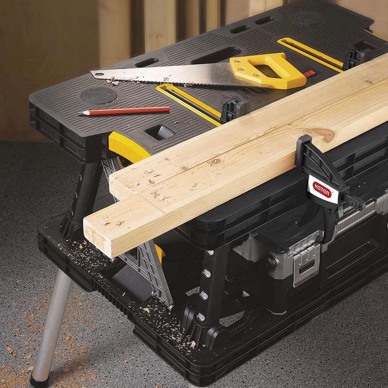 Heavy Duty Folding Workbench W/ 1,000 Pound Capacity Foldable Work Table Garage