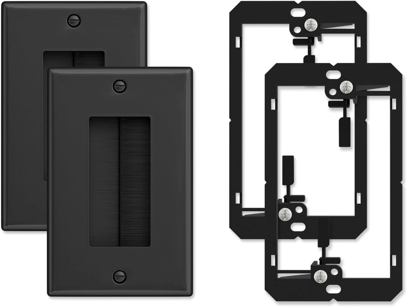 (2 Pack) Brush Wall Plate with Low Voltage Mounting Bracket, Cable Pass through
