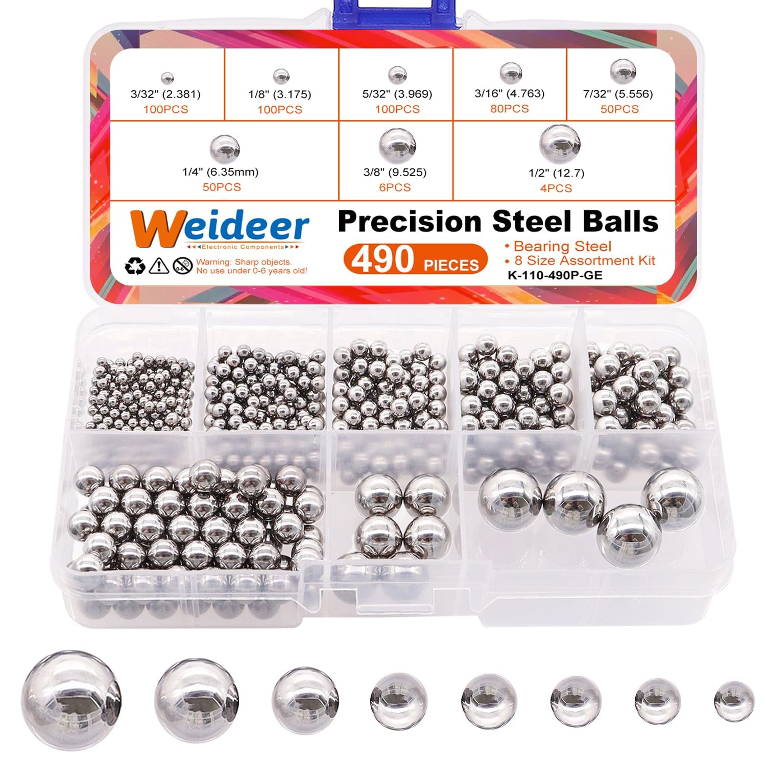 Bicycle Bearing Balls Assorted 490pcs Kit