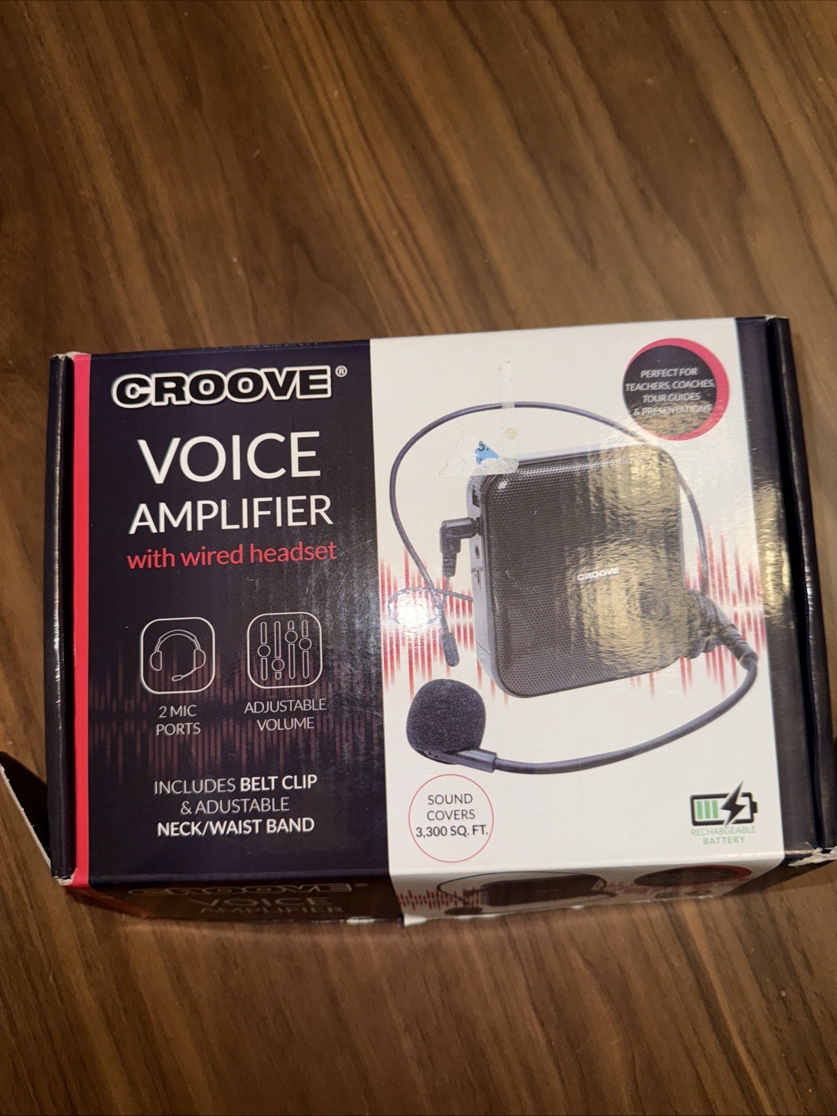 Croove Voice Amplifier Portable Rechargeable Microphone Headset Waistband Clip