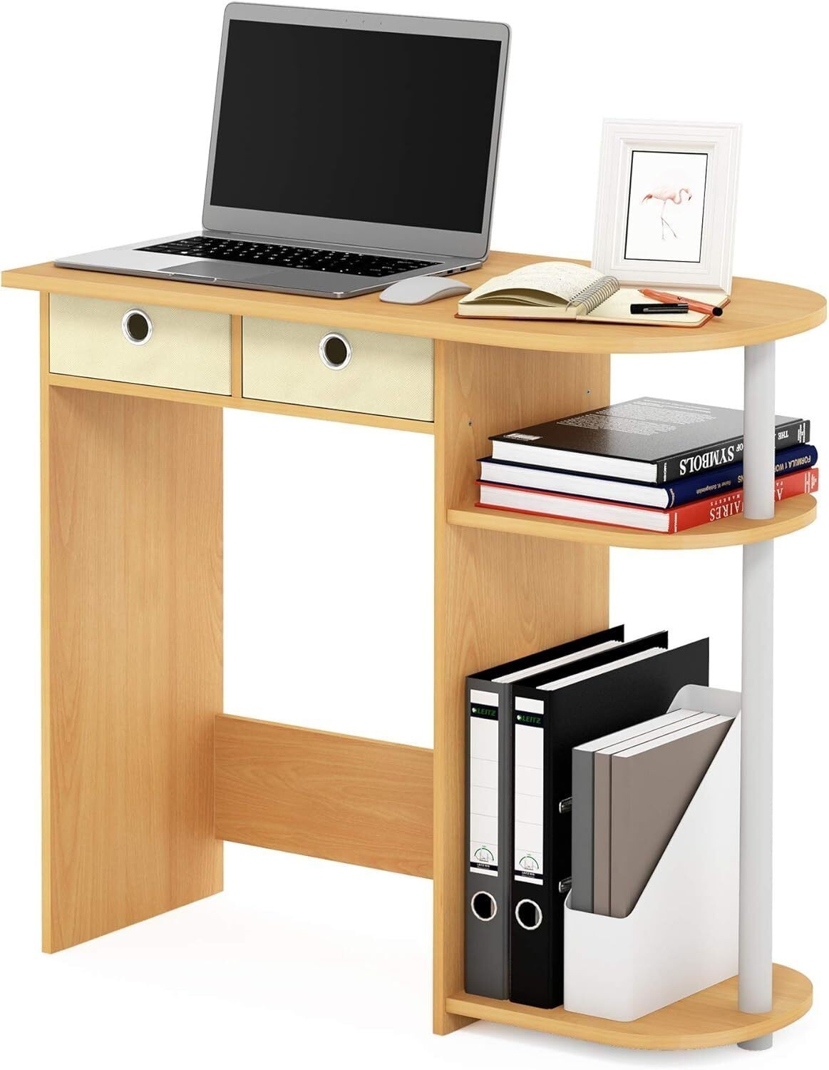 Home Laptop Notebook Computer Desk Table w/ Drawer Bin Writing Desk Small Space