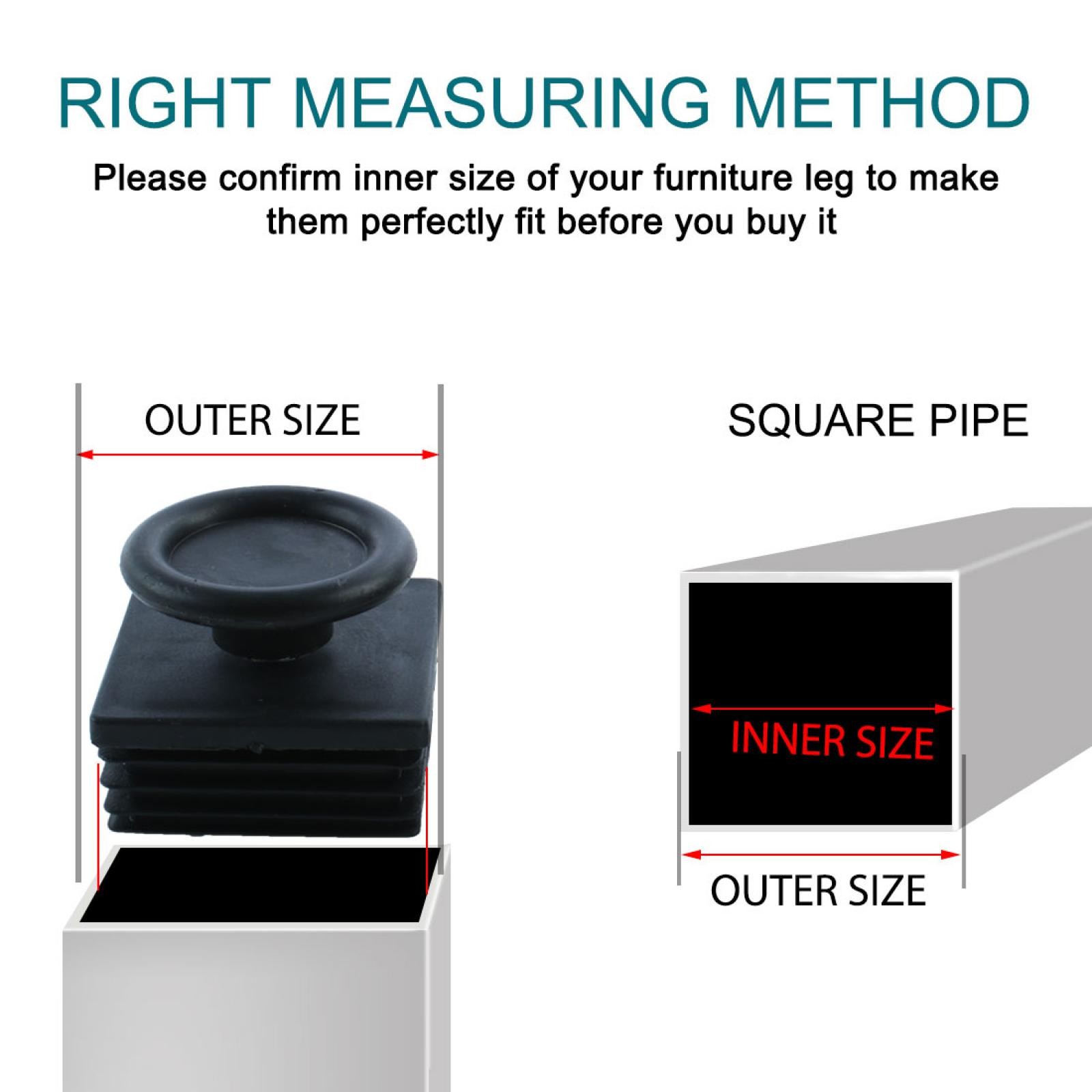Adjustable Leveling Foot Square Insert 48mm x 48mm 4 Sets