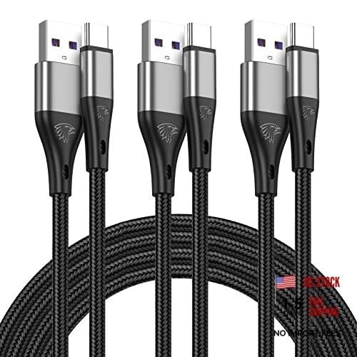 USB to USB C Cable,3Pack Premium Nylon Braided Fast Charging,3A Rapid 10ft Grey