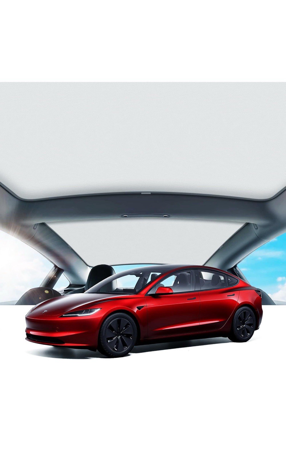 2 in 1 Glass Roof Sunshade for Model 3 Non-Sag Foldable Sunroof for 2019-2022
