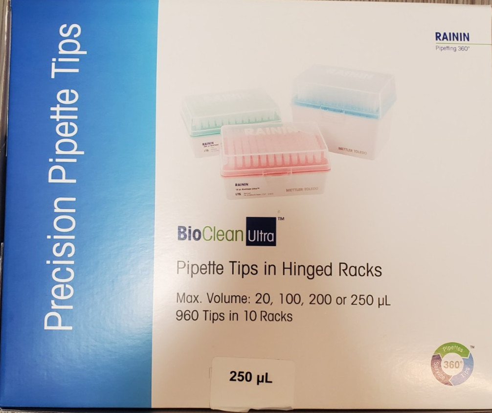 Mettler Toledo Rainin BioCleanUltra 30389195 Pipette Tips RT UNV 250µL W 960A/10