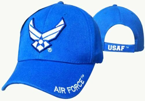 US AIR FORCE WINGS Emblem Logo Cap Hat BLUE (LICENSED)