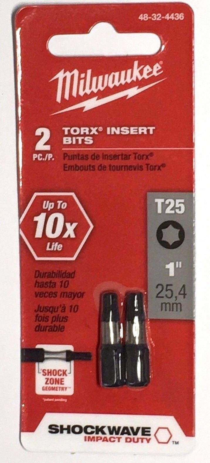 Milwaukee  SHOCKWAVE 1 in.Insert Bit  (5 Pk) SIZE T25 TORX