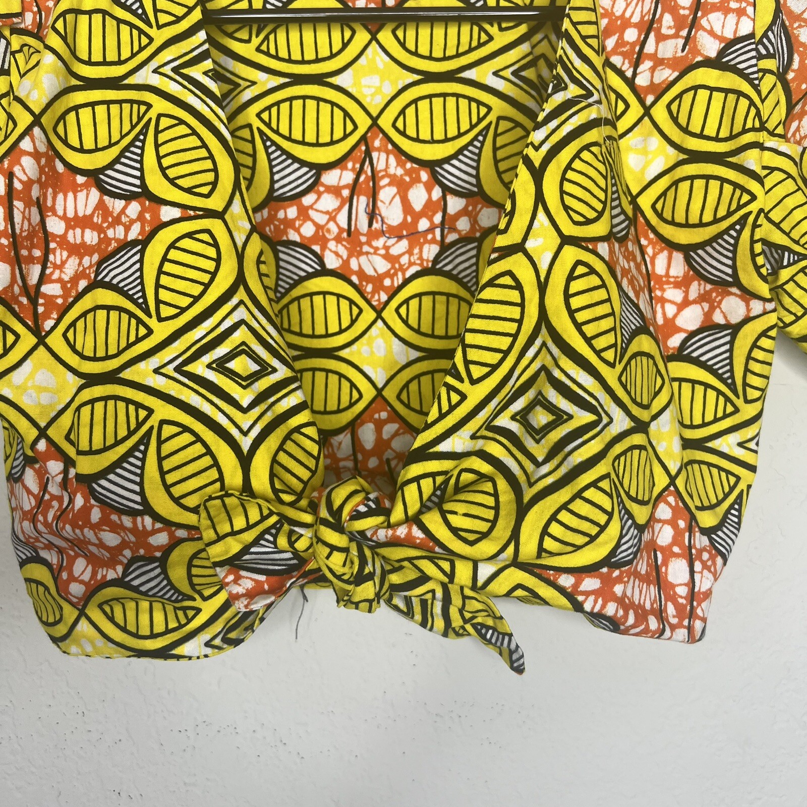 Women Yellow Ankara Print Halter Top Blouse that Ties In The Front