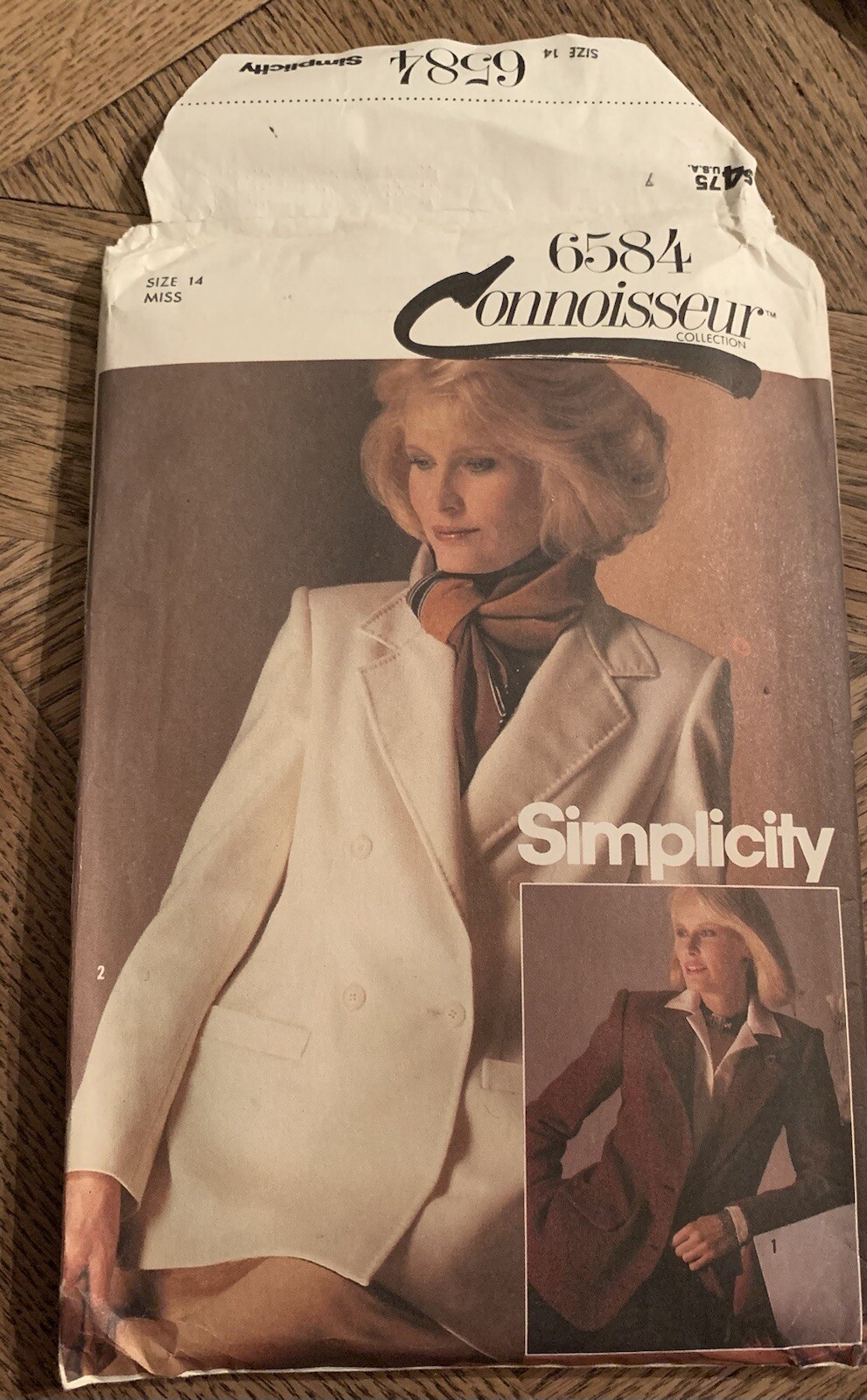 Vintage Simplicity Pattern 6584 Misses' Single or Double Breasted JACKET 14