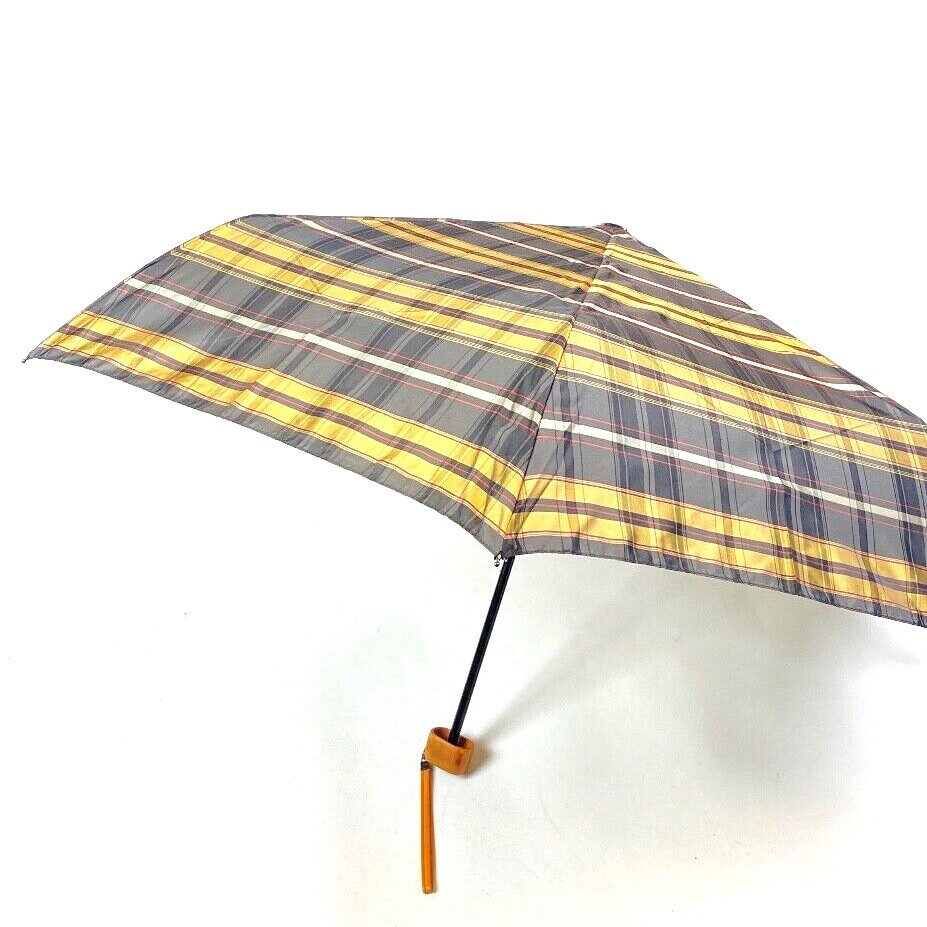 Samsonite Manual Flat Compact Folding Umbrella Brown Plaid