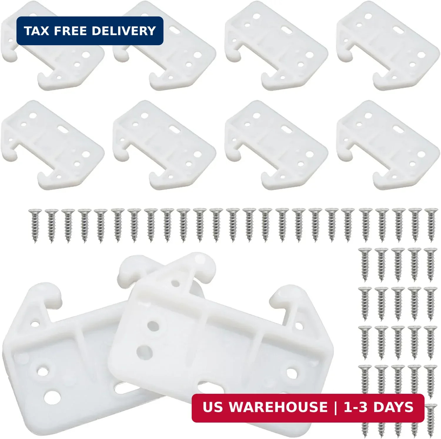 10pcs White Plastic Drawer Slides, 7 Holes Drawer Track Guides | with Screws, fo