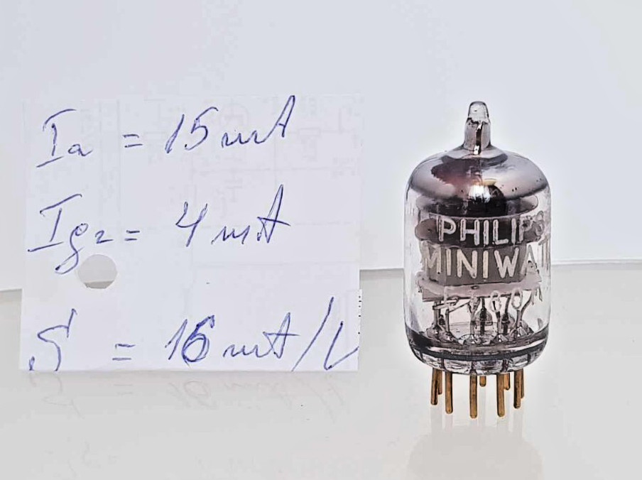 1 x E180F PHILIPS MINIWATT SQ TESTED STRONG PENTODE TUBE GOLD 6688 CV3998 6J9P