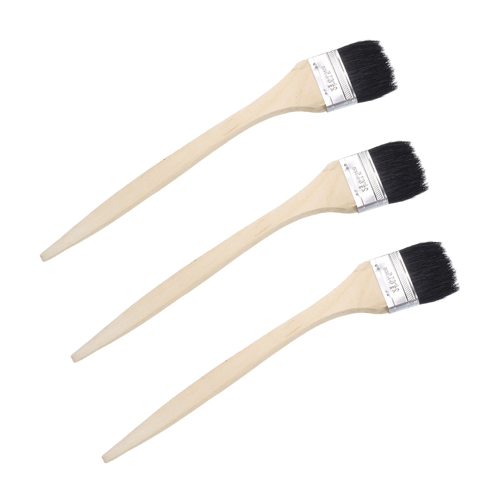 3 PACK Bent Radiator Paint Brush 2.5" Width Long Wood Handle Bristle Brushes