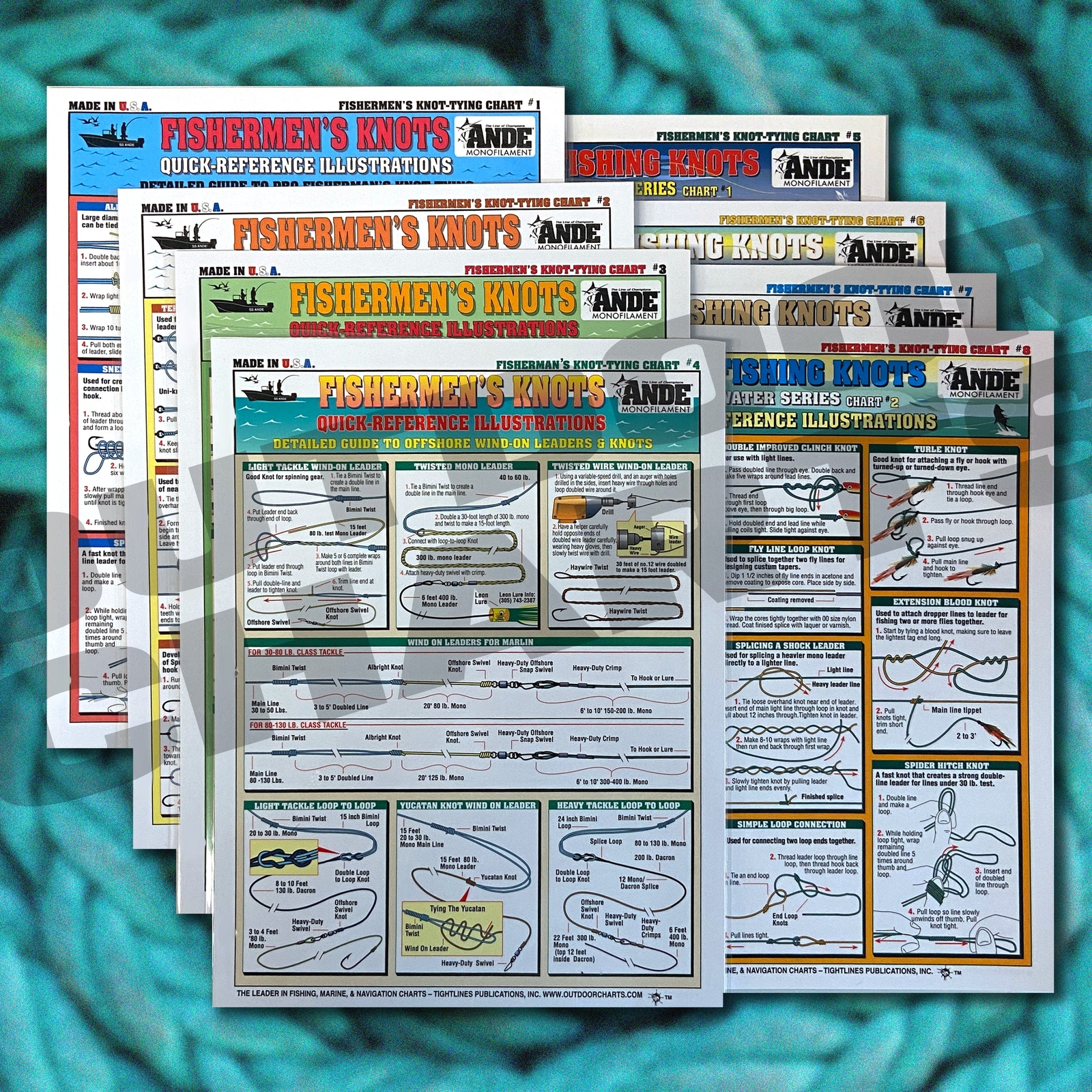 Fishermen's Knot Tying Set #1-8 - Waterproof Quick Reference Guide | Portable &