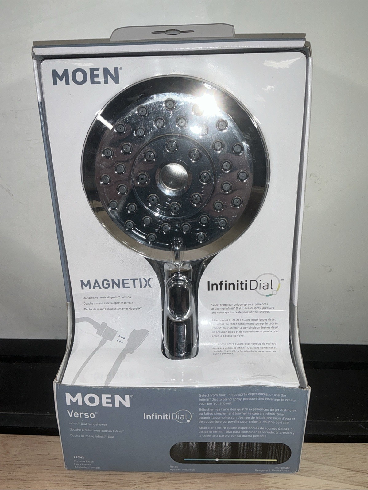 Moen 220H2 Handshower, Detachable Round Shower Head & Hose in Chrome Finish