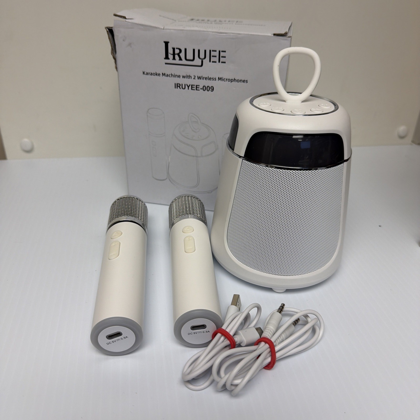 Mini Karaoke Machine with 2 Wireless Microphones, Portable Karaoke Machine fo...