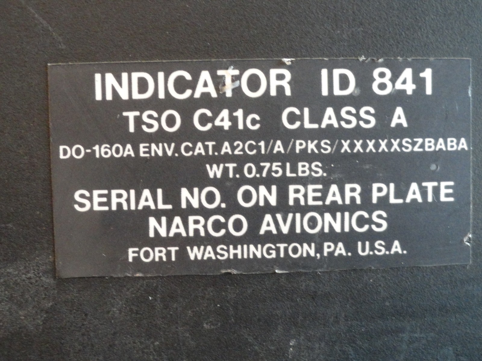 NARCO ID 841 TSO INDICATOR