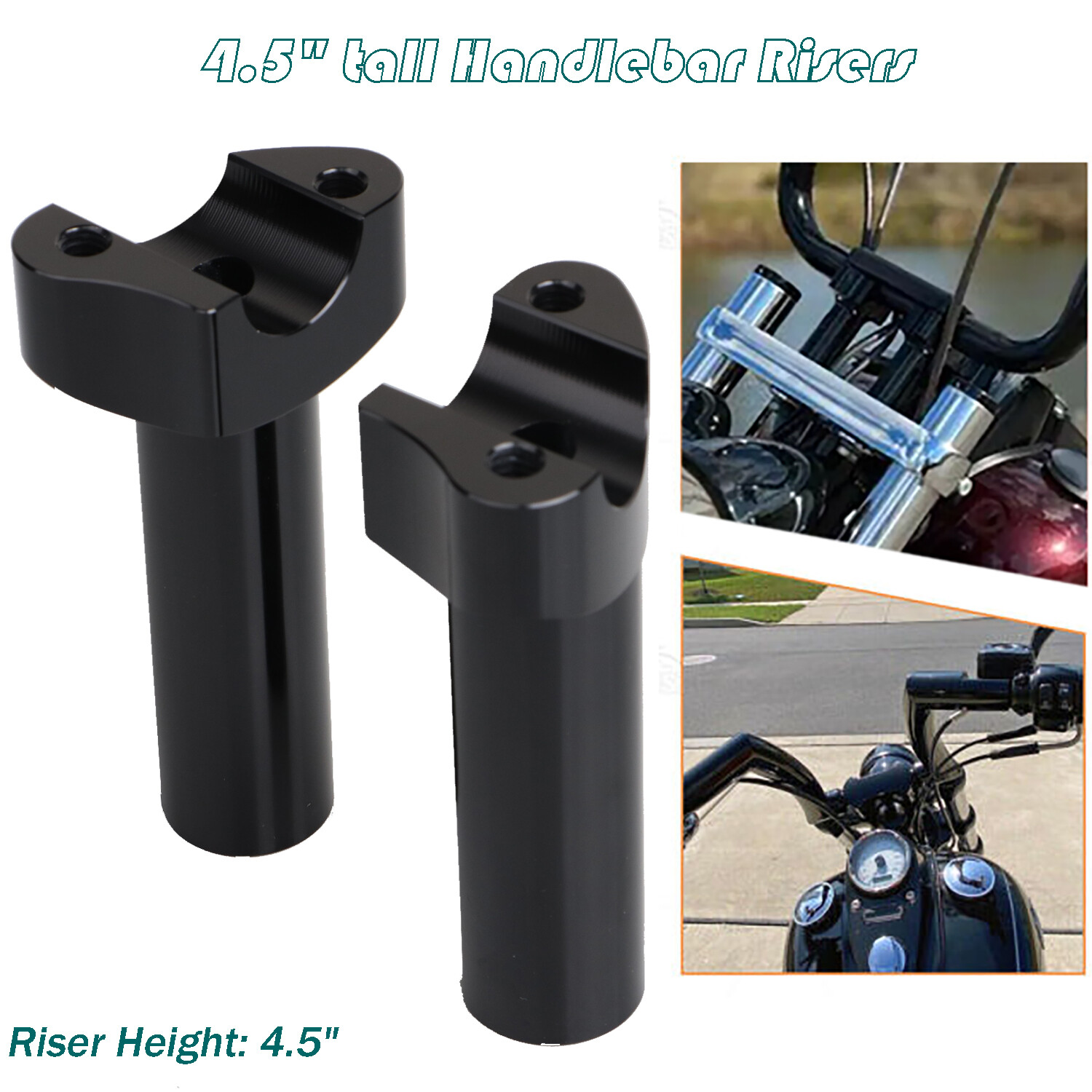 4.5" Straight Handlebar Risers For Harley 1" Bar Sportster 1200 Heritage Softail