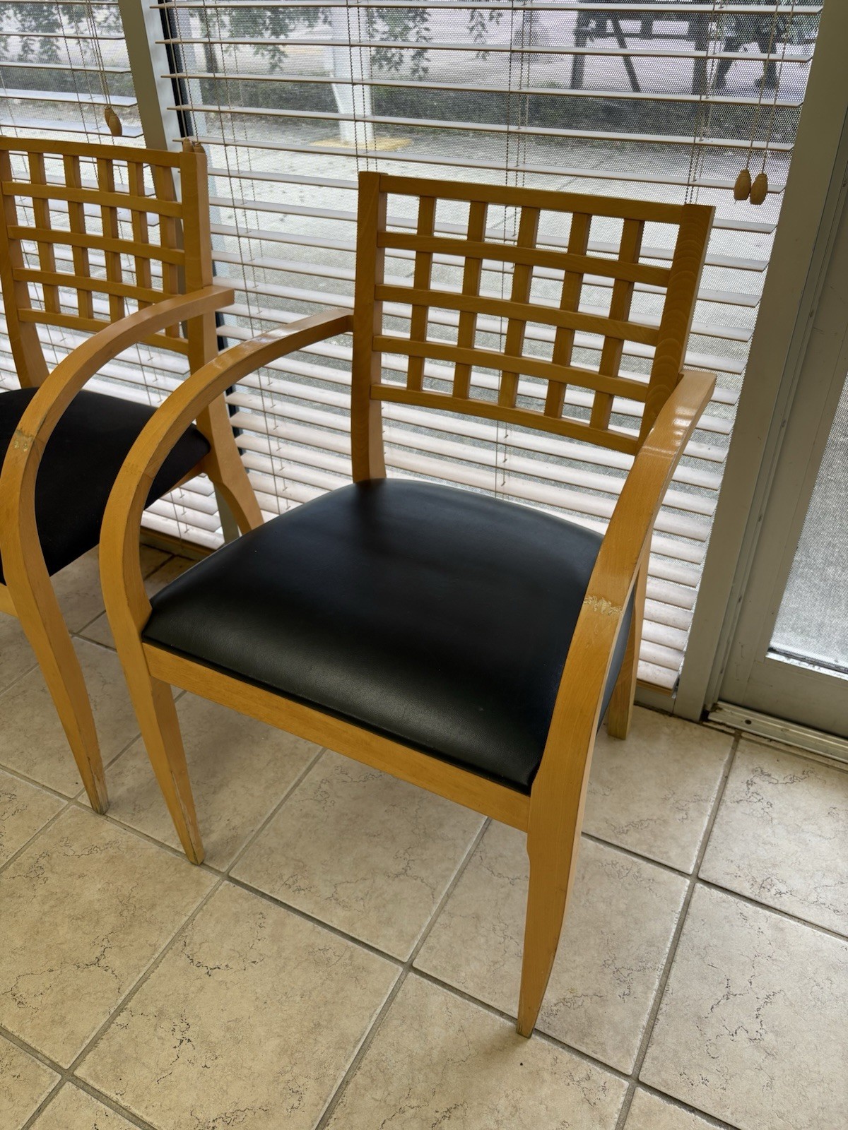 Modern style wood fabric reception chairs