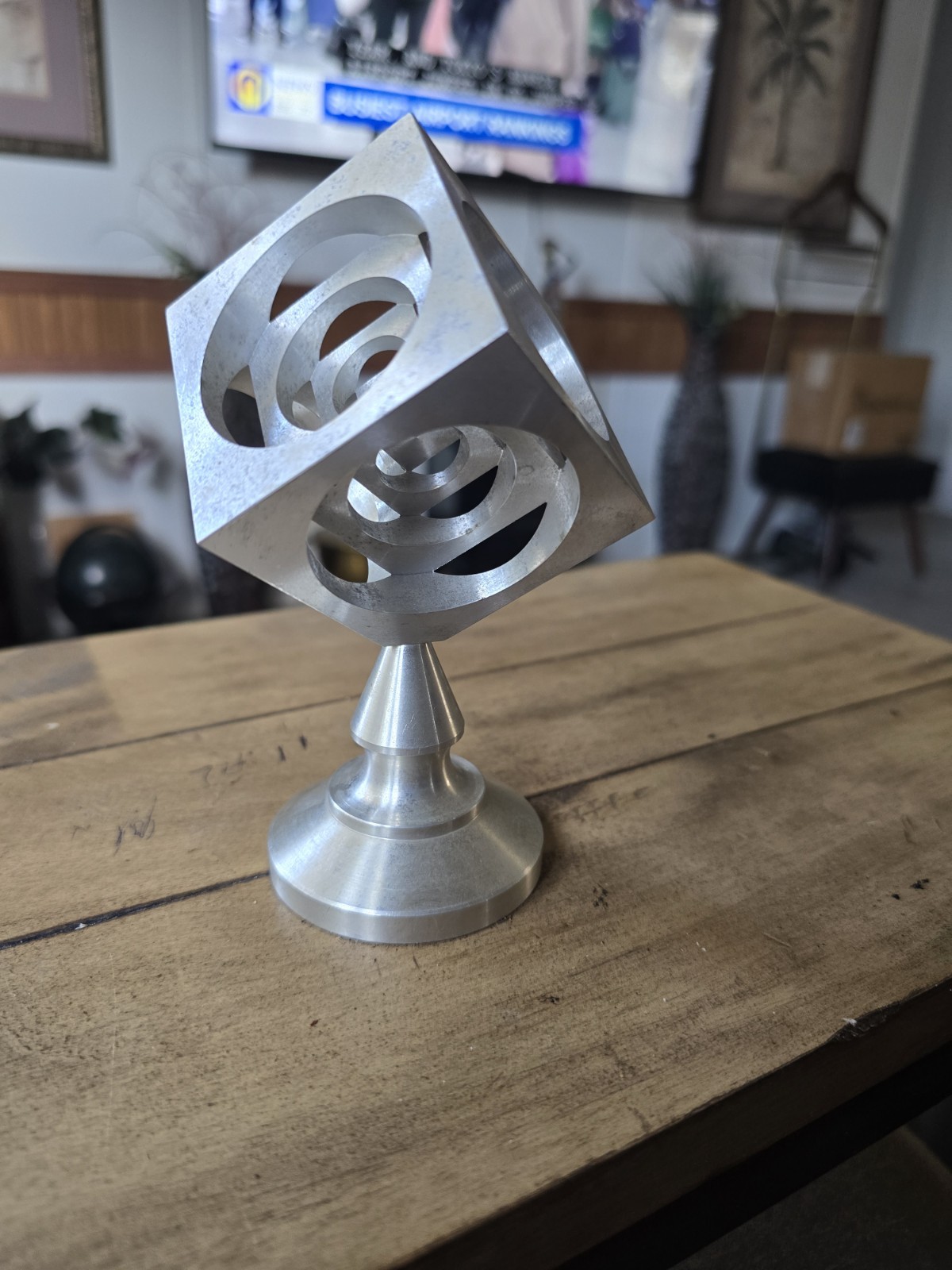 Vintage SILVER Toned Machined Turners Cube