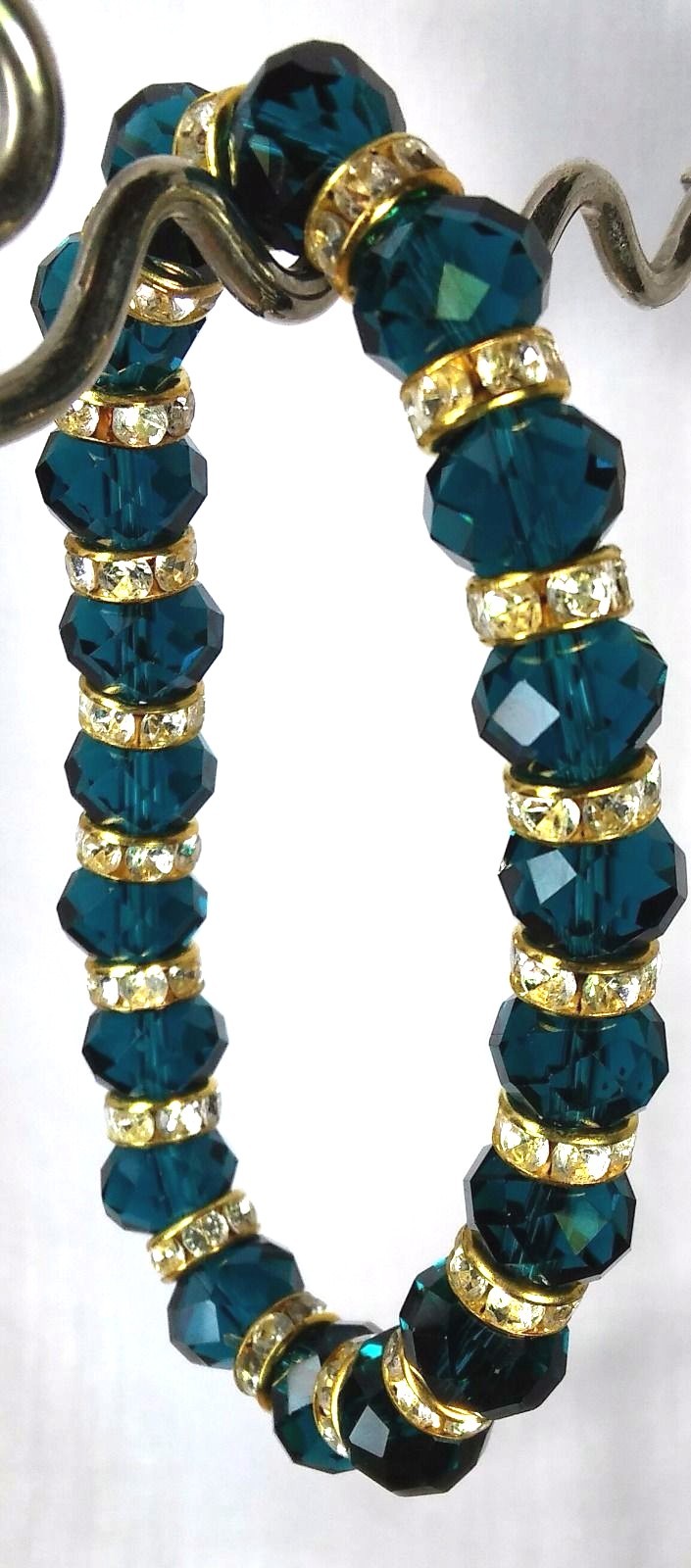 Bracelet Handcrafted Stretch Bracelet Dark Green Czech Crystals Crystal Accent